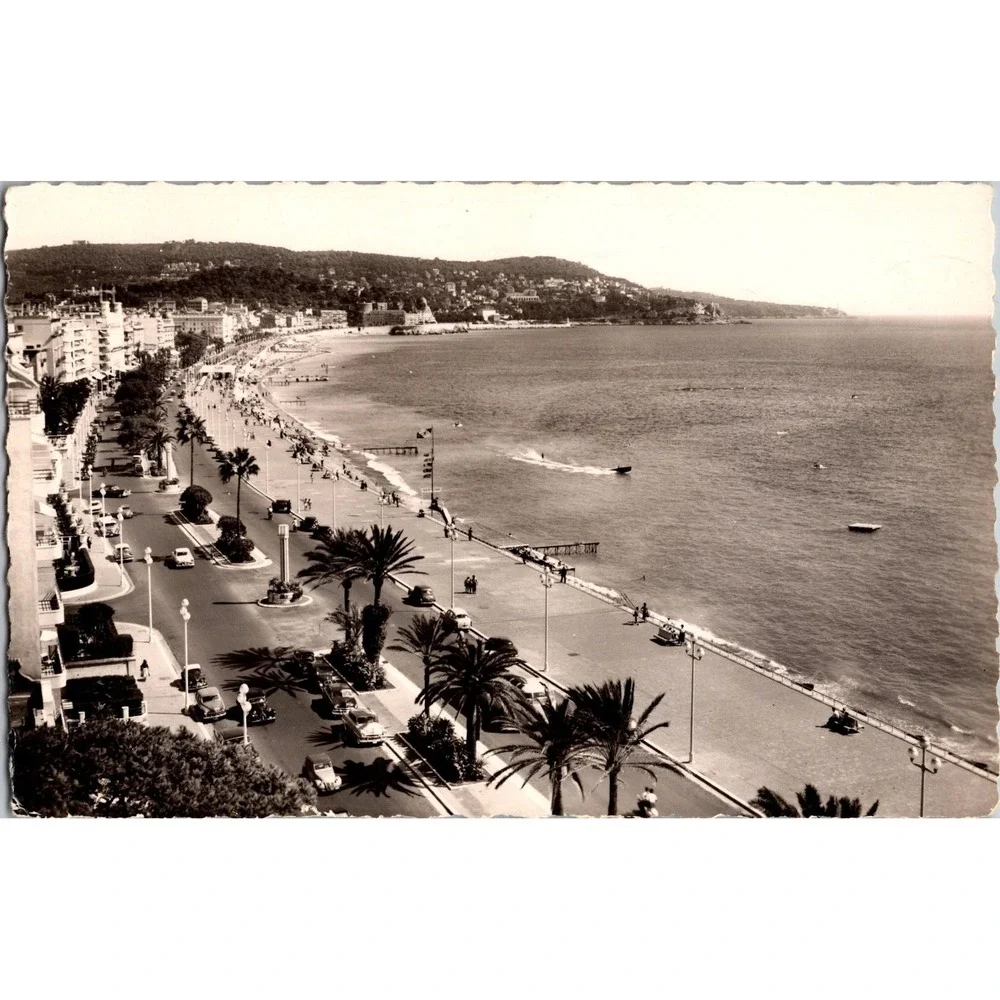 Vintage Nice France La Promenade des Anglais Black & White Postcard
